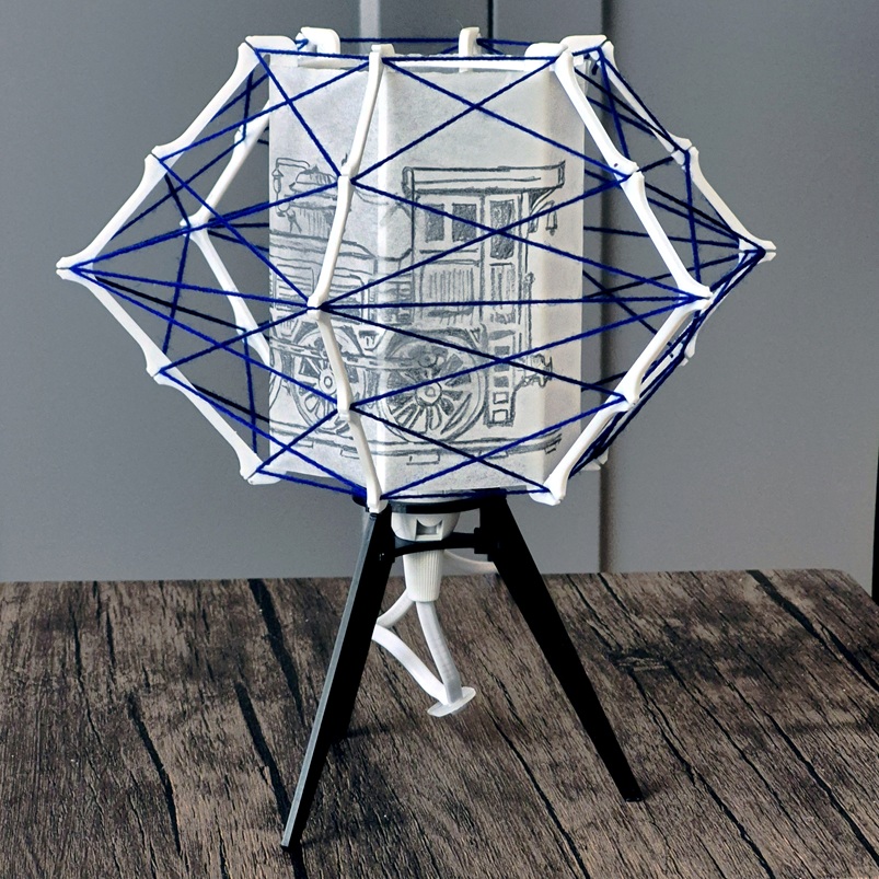 Stolní lampa Efraim s vlastním obrázkem modrý oplet